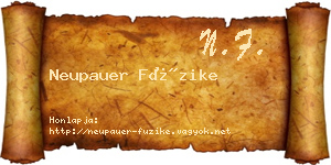 Neupauer Füzike névjegykártya